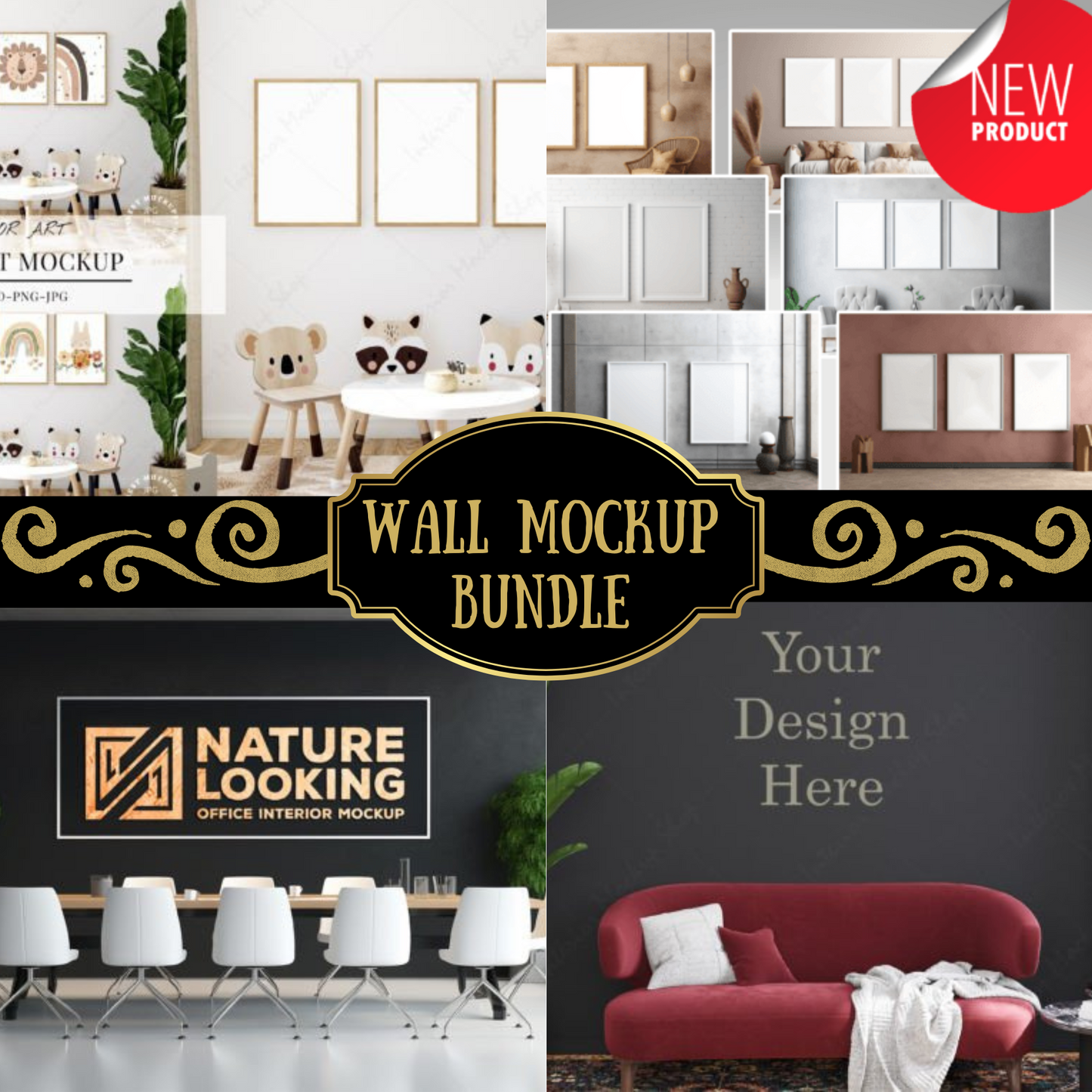 Wall Mockup Bundle – Showcase Your Art in Style!